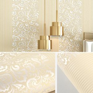 Non-Woven Modern Durable Wallpaper With Strip And Flower 9966-2