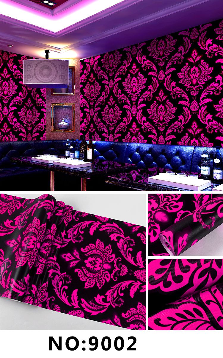 9002 Bright Damask Vinyl Wallpaper For KTV 9002