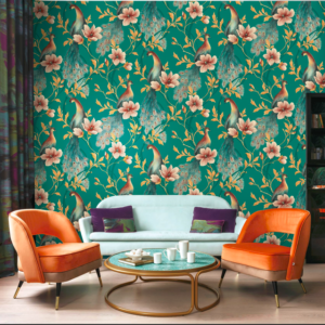 Phoenix With Flower Wallpaper Green And Pink 971607