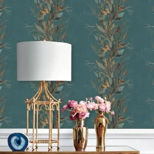 Elegant Blue Wallpaper Intricate Floral Vine Design BL1013