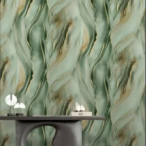 Abstract Wave Wallpaper With Green Soft Tones 62055