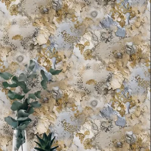 Artisitic Ornate Wallpaper With Blue And Gold 62093