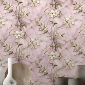 Luxury Flowers Wallpaper With Pink Background 97073