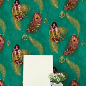 Peacock Feather Wallpaper With Green Background 97135