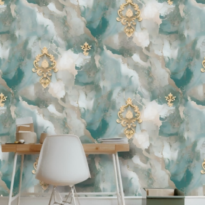 Vintage Imitation Marble Wallpaper Damask Style 97156