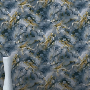 Blue-Gold Marble Wallpaper With Oceanic Ripples 97102