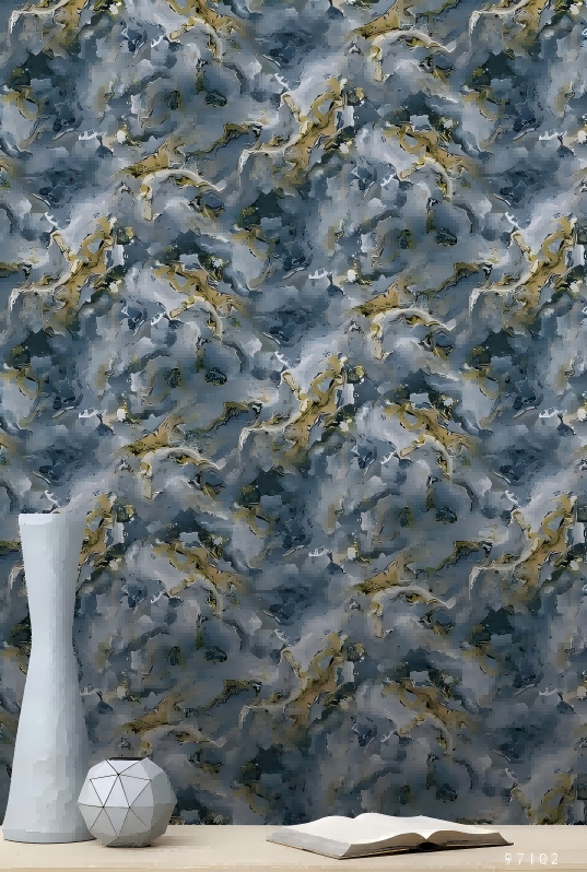 MOJITO3_16(1)(1) Blue-Gold Marble Wallpaper With Oceanic Ripples 97102