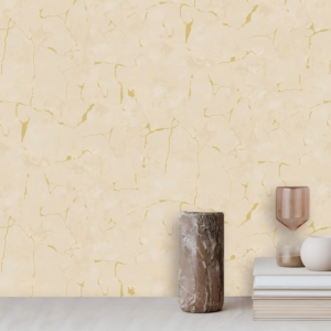 Beige Crackle-effect Wallpaper With Gold Accents TB1064