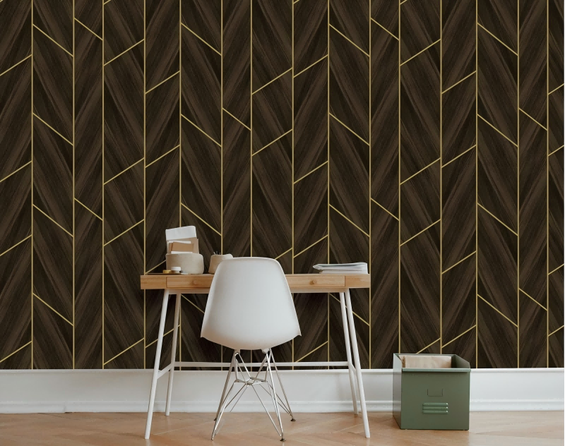 Nature1_14(1) Modern Dark Wallpaper With Gold Geometric Dark TB1124