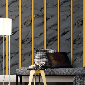 Metallic Striped Marble Wallpaper Commercial Grade Gold & Silver PA55134