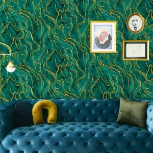 Green Commercial Damask Wallpaper China Supply For Living Room 571506