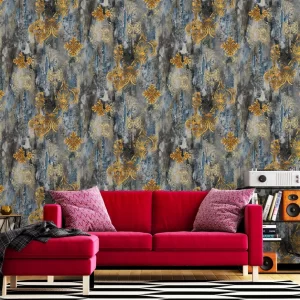 Abstract Texture Wallpaper For Midcentury Modern Living Room 591606