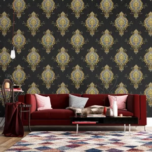 Vintage Damask Wallpaper With Black Background 590707