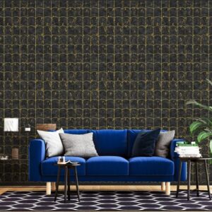 Vinyl Geometric Wallpaper Waterproof With Black Background 590605