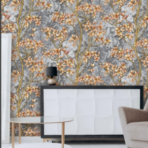 Eco Silk Wallpaper With Delicate Floral Tree Designs 12145