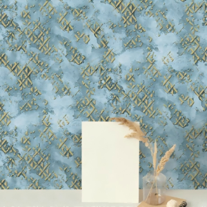 Texture Blue Embossed Wallpaper Distressed Geometric 12044
