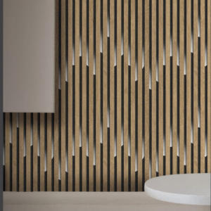 Log-Colored Wood Wallpaper With Geometric Cutouts W1011