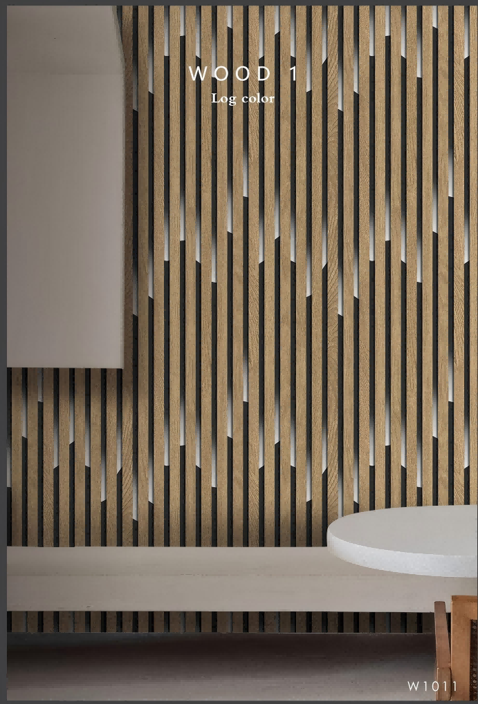 Wood 1_02(1) Log-Colored Wood Wallpaper With Geometric Cutouts W1011