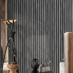 Sophisticated Dark Wallpaper With Wood Patterned Verical Lines W1074