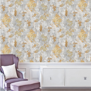 Sophisticated Modern Wallpaper With Golden Lines Marble Patterned 61051