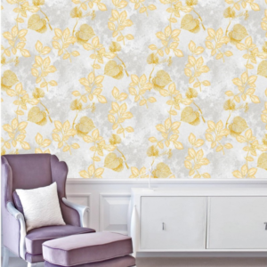 Golden Floral Wallpaper With Gradient Gray Background 61031