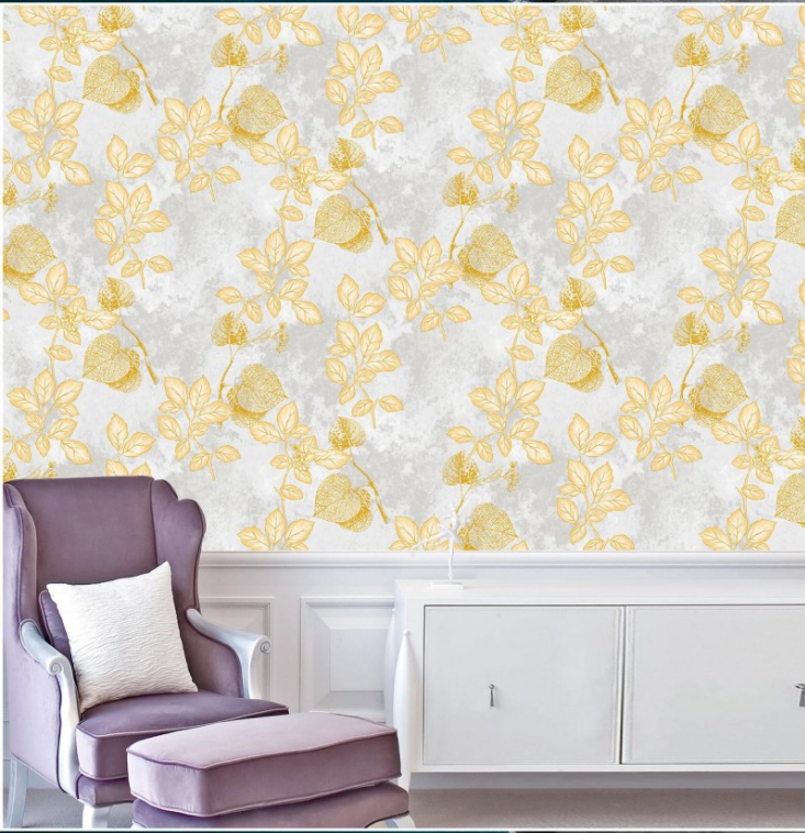 d6919507f187db3672f76ef6202a1e3c Golden Floral Wallpaper With Gradient Gray Background 61031