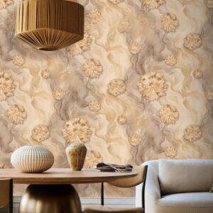 Marble Wallpaper with Floral