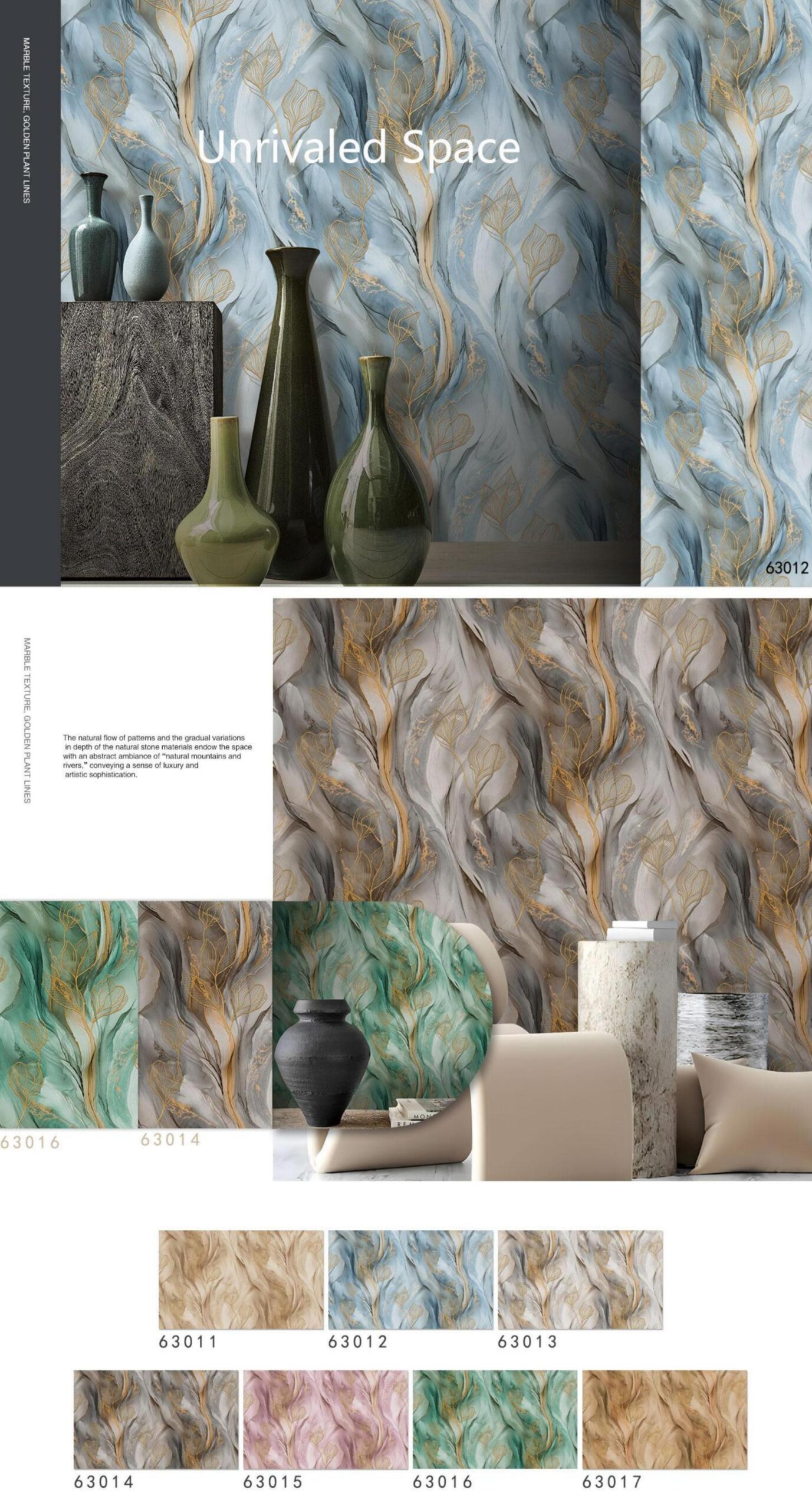 Marble Wallpaper with Gold Leaf