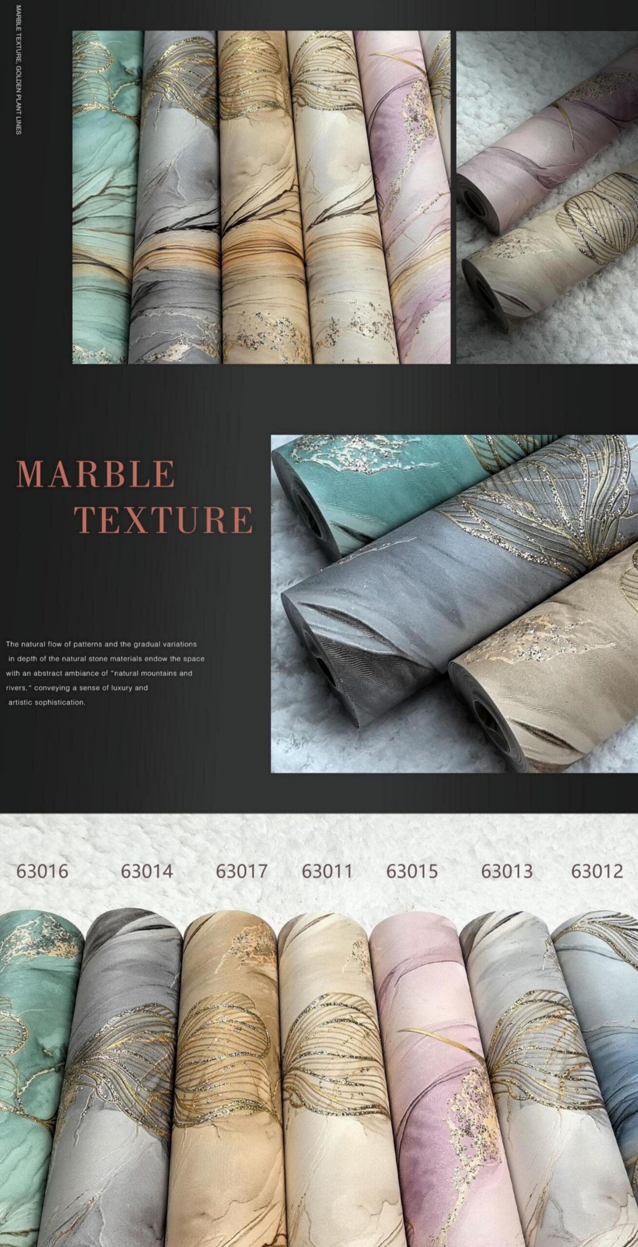 Marble Wallpaper with Gold Leaf
