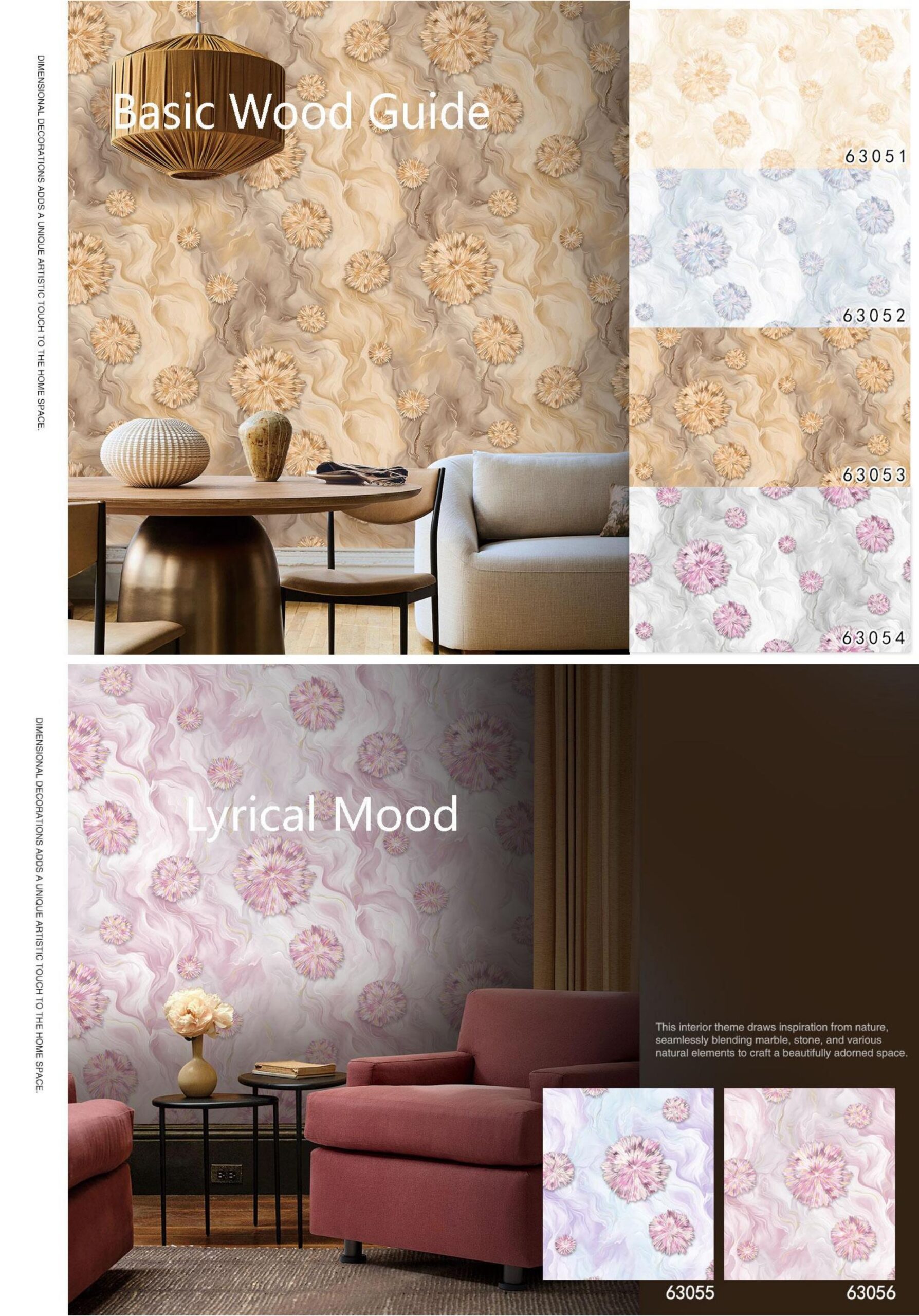Marble Wallpaper with Floral