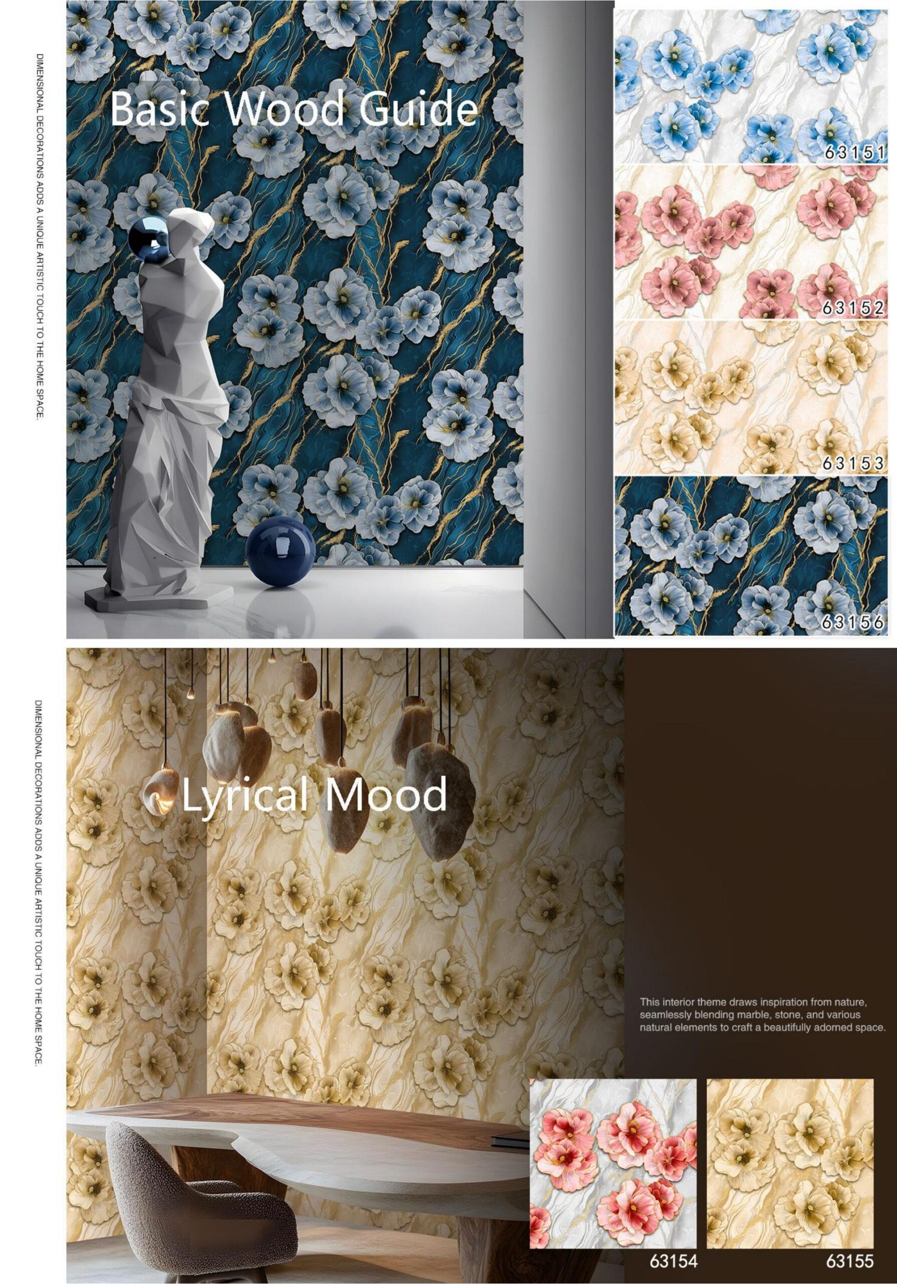 3D Embossed Flower Wallpaper