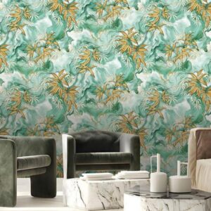 Marble Wallpaper with Leaf