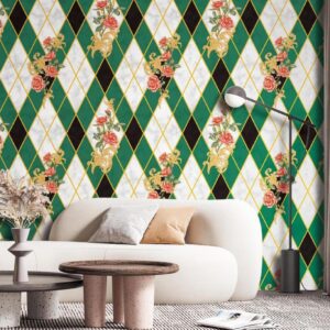 Retro Green Argyle Wallpaper