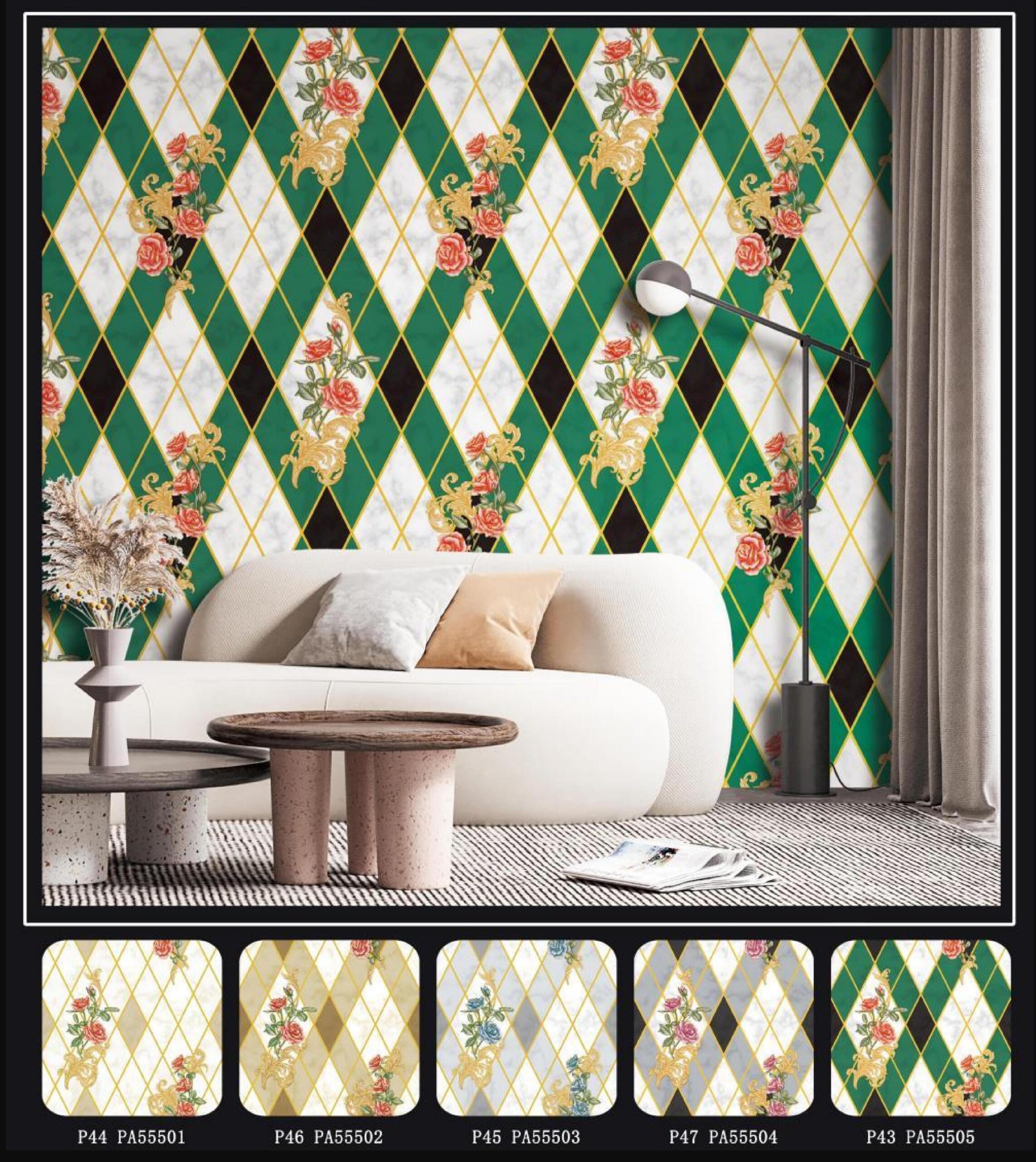 Retro Green Argyle Wallpaper