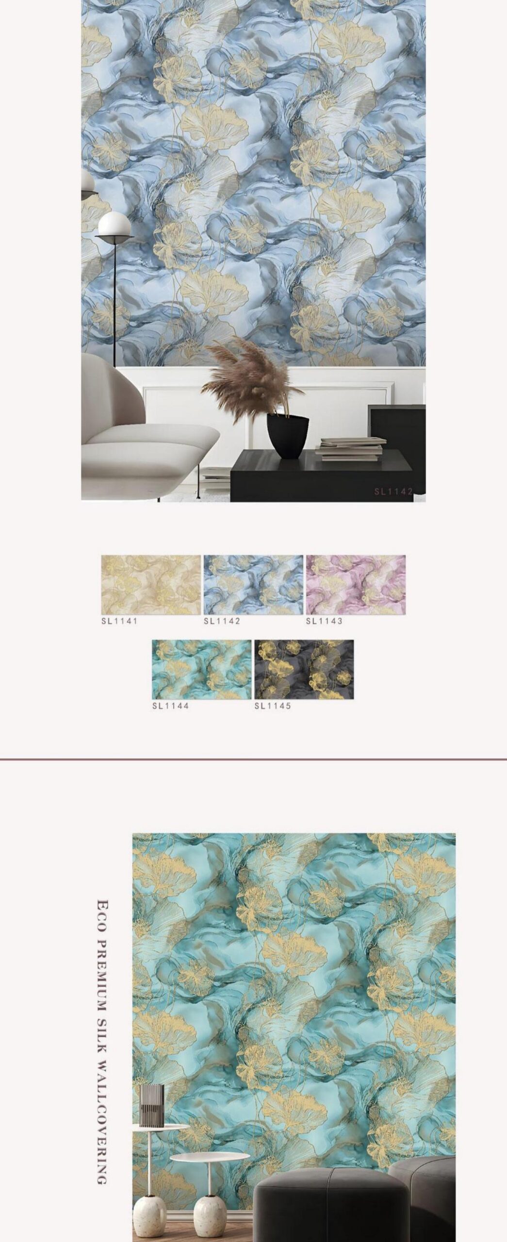 Gold Floral Wallpaper