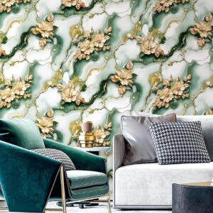 Floral Marble Wallpaper