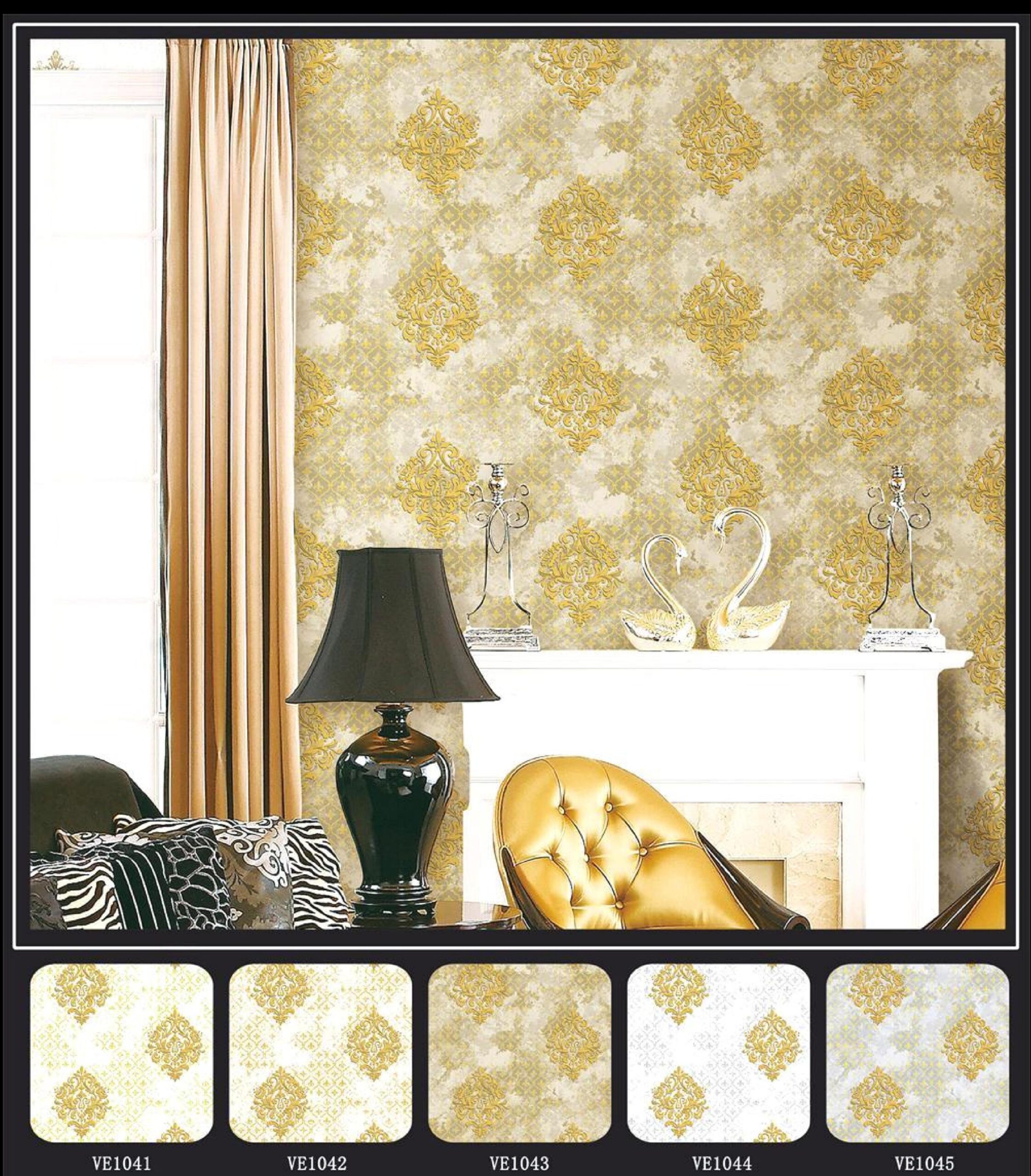 Vintage Gold Damask Wallpaper