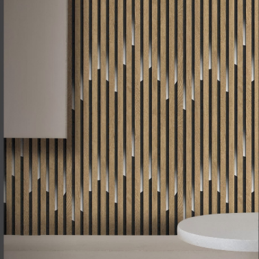 Log-Colored Wood Wallpaper With Geometric Cutouts W1011